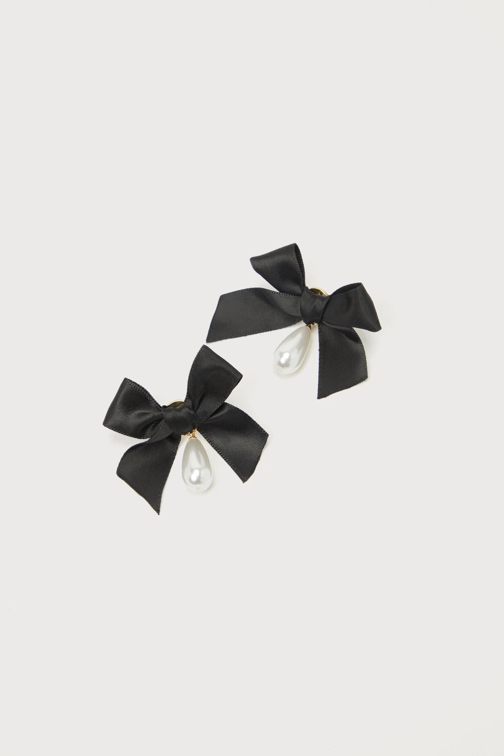 Darling Effect Black Satin Pearl Ribbon Earrings | Lulus (US)