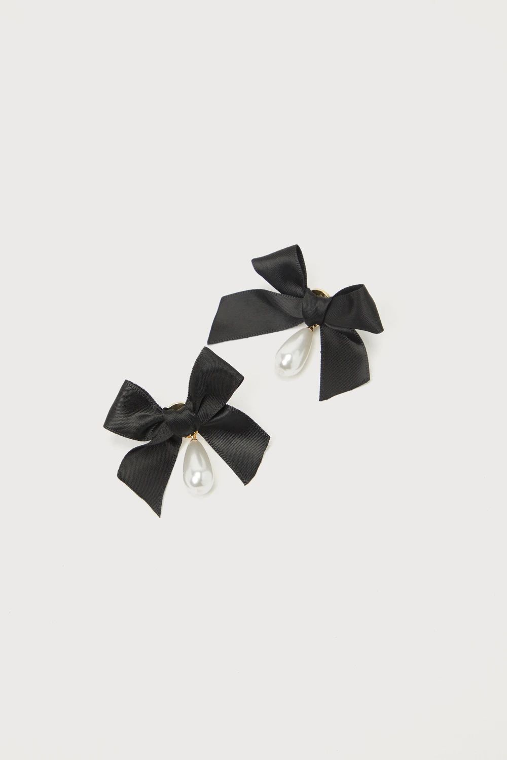 Darling Effect Black Satin Pearl Ribbon Earrings | Lulus