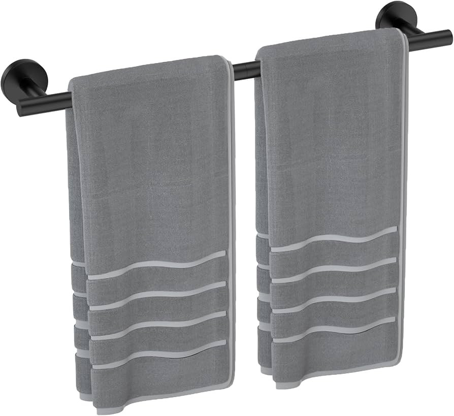 Matte Black Towel Bar 24 Inch, Thicken Towel Rack for Bathroom Wall, SUS304 Stainless Steel Towel... | Amazon (US)