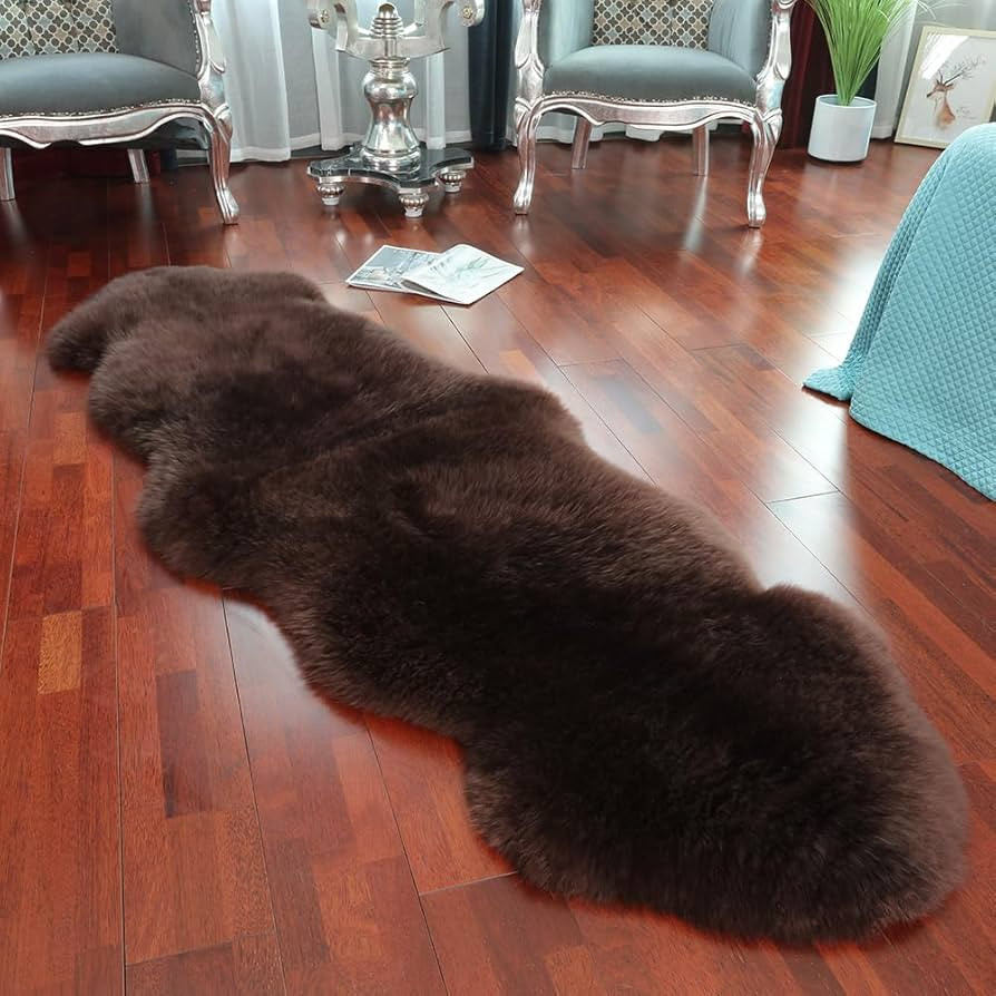 Fluffy Shaggy Fur Genuine New Zealand Sheepskin Area Rug for Soft Fur Pray Pup Carpet Cushion, Ch... | Amazon (US)