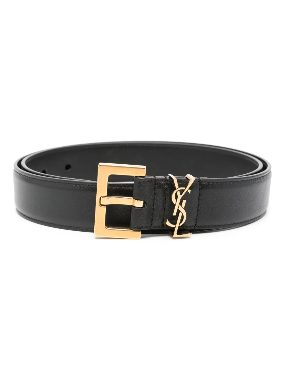 Saint Laurent Monogram Thin Belt | Black | FARFETCH | Farfetch Global