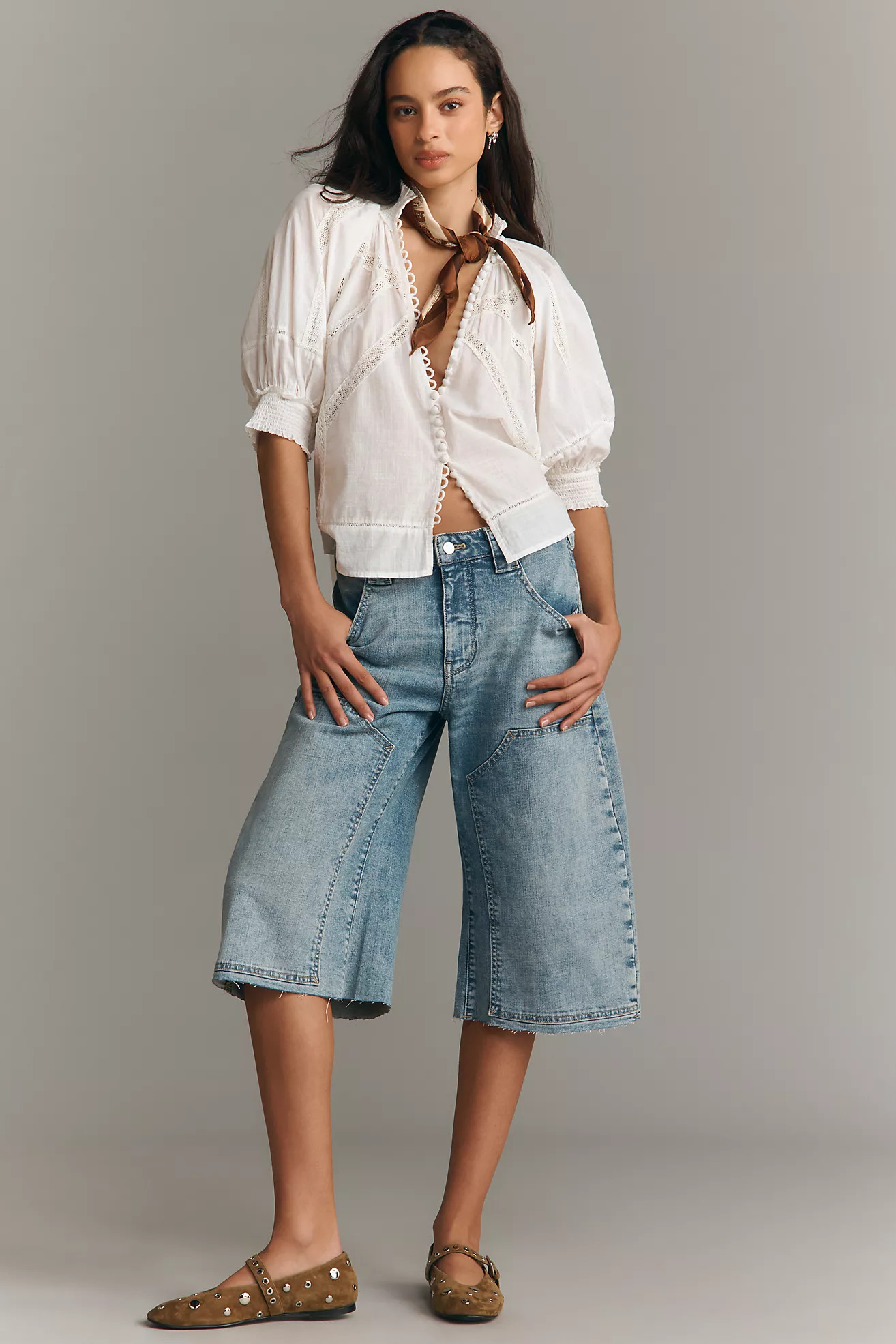 Pilcro Curve Crop High-Rise Tapered Culotte Jeans | Anthropologie (US)