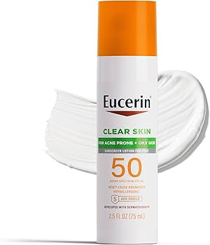 Eucerin Sun Clear Skin Face Sunscreen Lotion SPF 50 for Acne Prone and Oily Skin, Lightweight Sun... | Amazon (US)