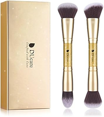 DUcare Makeup Brushes Duo End Foundation Powder Buffer and Contour Synthetic Cosmetic Tools 2Pcs | Amazon (US)