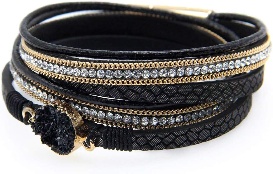 Fesciory Leather Wrap Bracelet for Women, Leopard Multi-Layer Magnetic Buckle Cuff Bracelet Jewel... | Amazon (US)