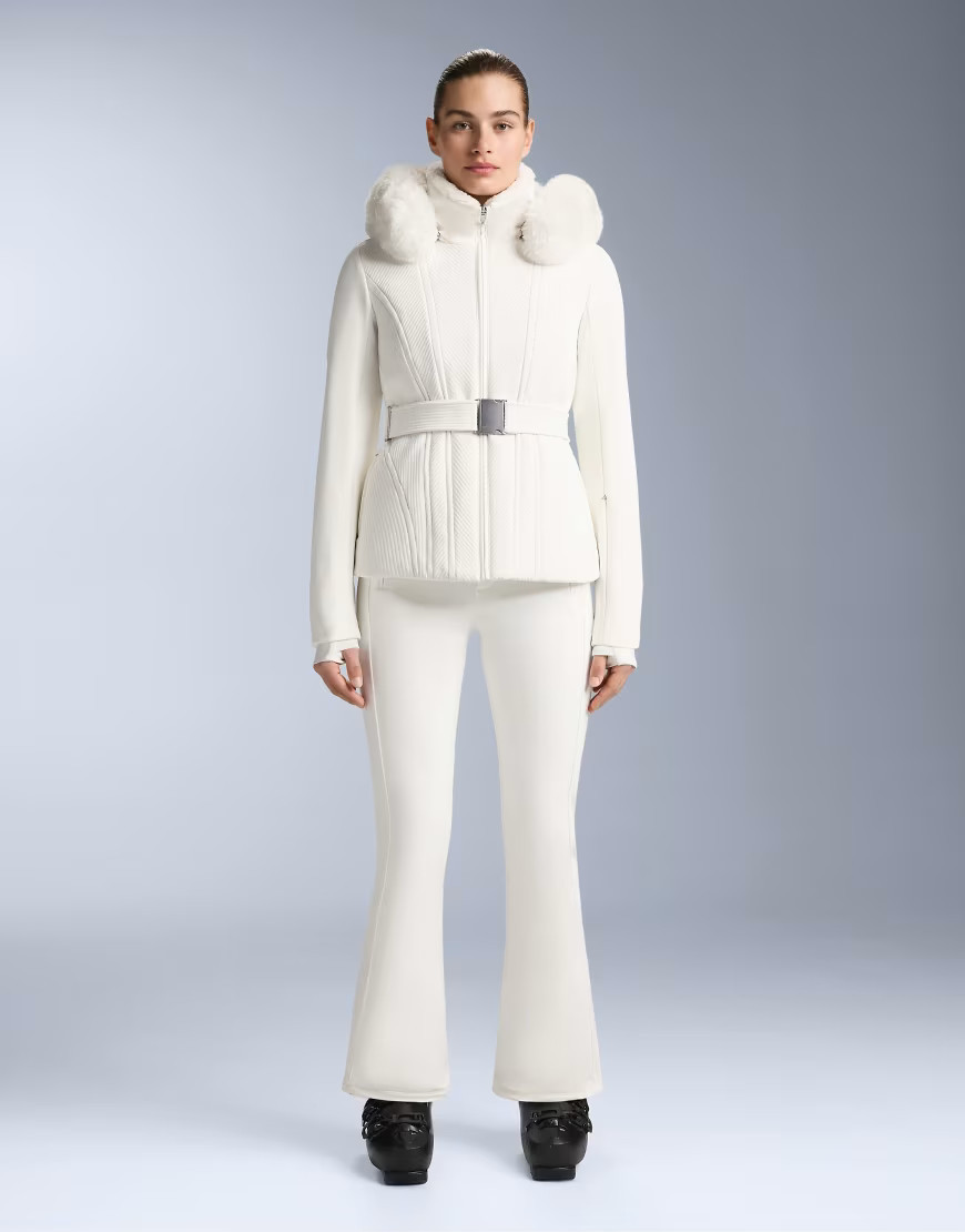 OYSHO Water-resistant stretch flare ski trousers in off-white | ASOS (Global)