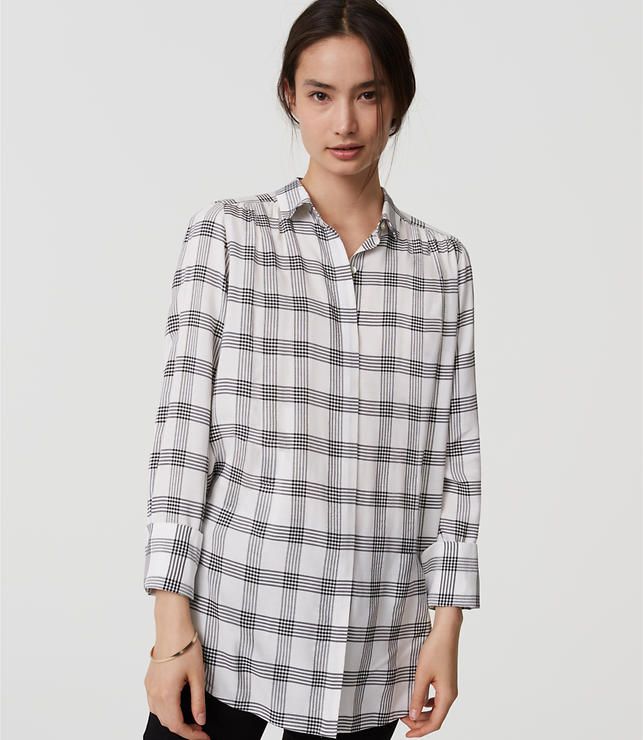 Plaid Shirred Tunic | LOFT