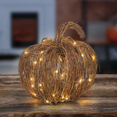 Holiday Living Lighted Wicker Pumpkin | Lowe's