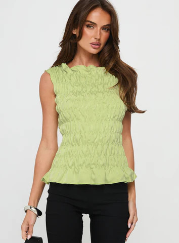 Elenir Shirred Top Green | Princess Polly US