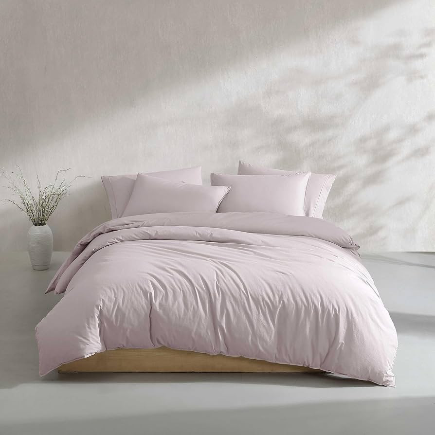Calvin Klein - King Duvet Cover Set, Relaxed Garment Washed Cotton Percale Bedding with Shams, Bu... | Amazon (US)