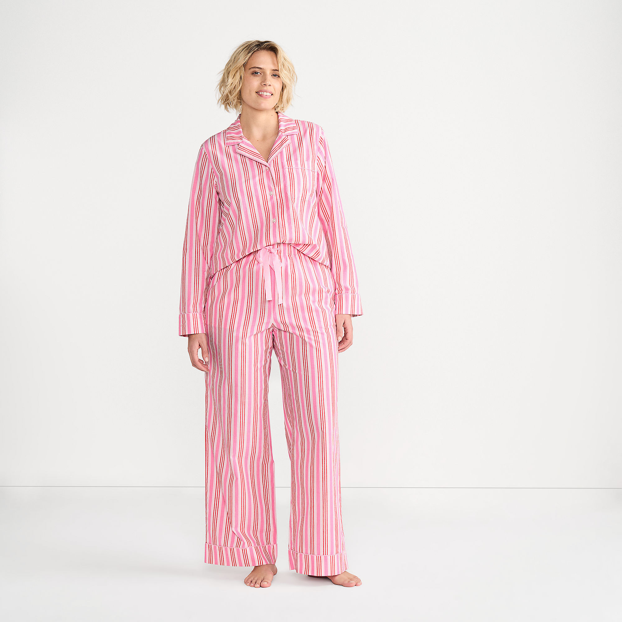 Women's Cotton Poplin 2 Piece Pajama Set - Long Sleeve Top and Pants | Lands' End (US)