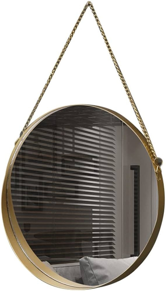 Homya Wall Mounted Round Mirror 12"*12" Decorative Gold Geometric Mirror with Chain for Bathroom ... | Amazon (CA)