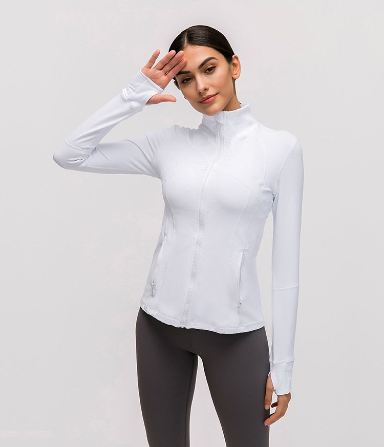 lu womens long sleeves yoga sports jackets stretch zipper running long-sleeved designer lulu top ... | DHGate