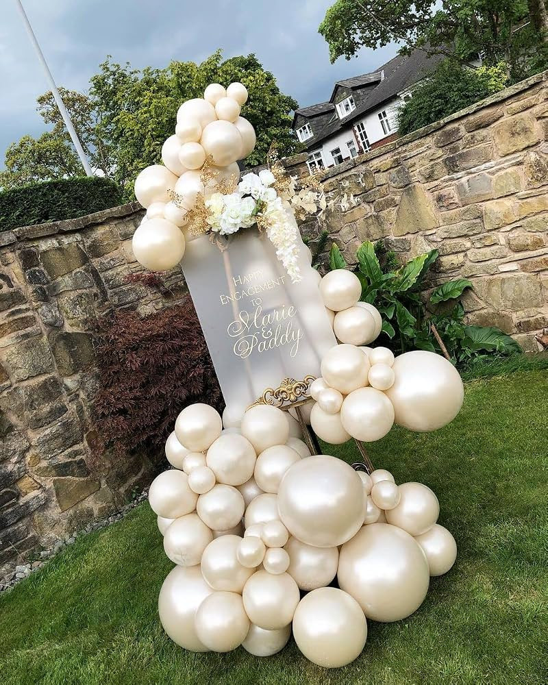 Kozee Pearl white Double-Stuffed Balloons different sizes 63 PACK 18/12/10/5 inch White sand ivor... | Amazon (US)