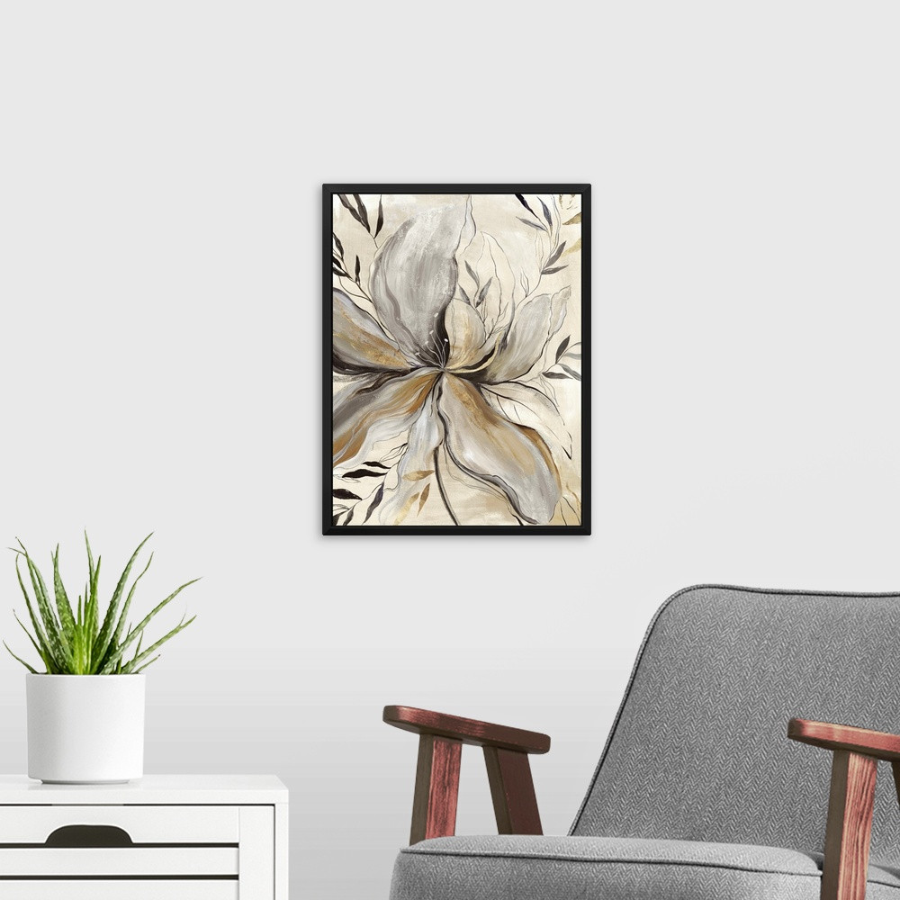 Gold Charcole Flower II Wall Art | Great Big Canvas - Dynamic