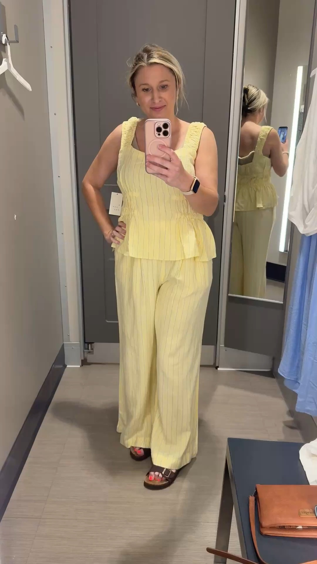 This two piece set at Target is so cute for spring! I wish they had my size in this set, I would have snatched it up! This is a size small bottom with room to spare- I need an XS. The top is a large, which is the only size they had in stock… I will be ordering this online in my size! 
5’2” 133 lbs: could use a size XS! 

#LTKootd #LTKmomlife #LTKPetite