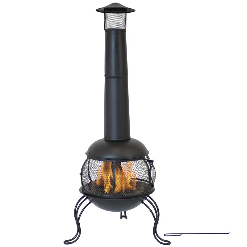 Barreto Outdoor with Rain Cap Steel Wood Burning Chiminea | Wayfair North America