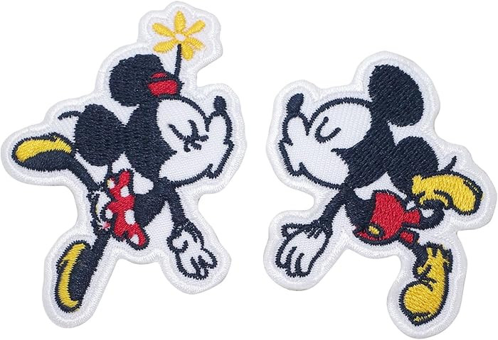 Octory 2 PCS Couple Kiss Mickey Iron On Patches for Clothing Saw On/Iron On Embroidered Patch App... | Amazon (US)