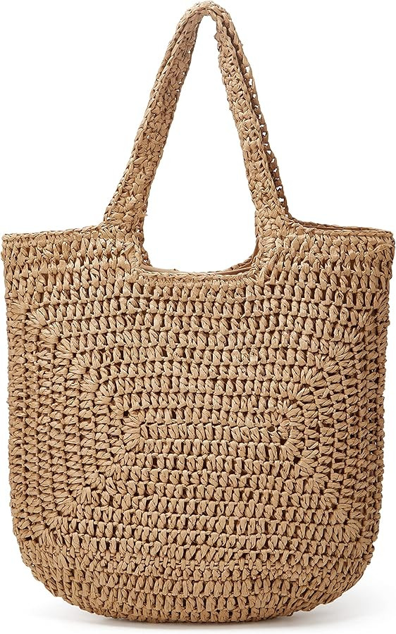 Straw Tote Bag for Women Woven Beach Handbag Handmade Crochet Casual Straw Shoulder Bags Summer B... | Amazon (US)