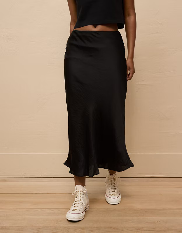 AE High-Waisted Midi Slip Skirt | American Eagle Outfitters (US & CA)