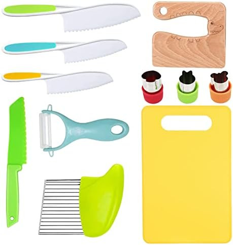 RISICULIS 11 Pieces Wooden Kids Kitchen Knife, Kids Knife Set Include Wood Kids Safe Knife, Serra... | Amazon (US)