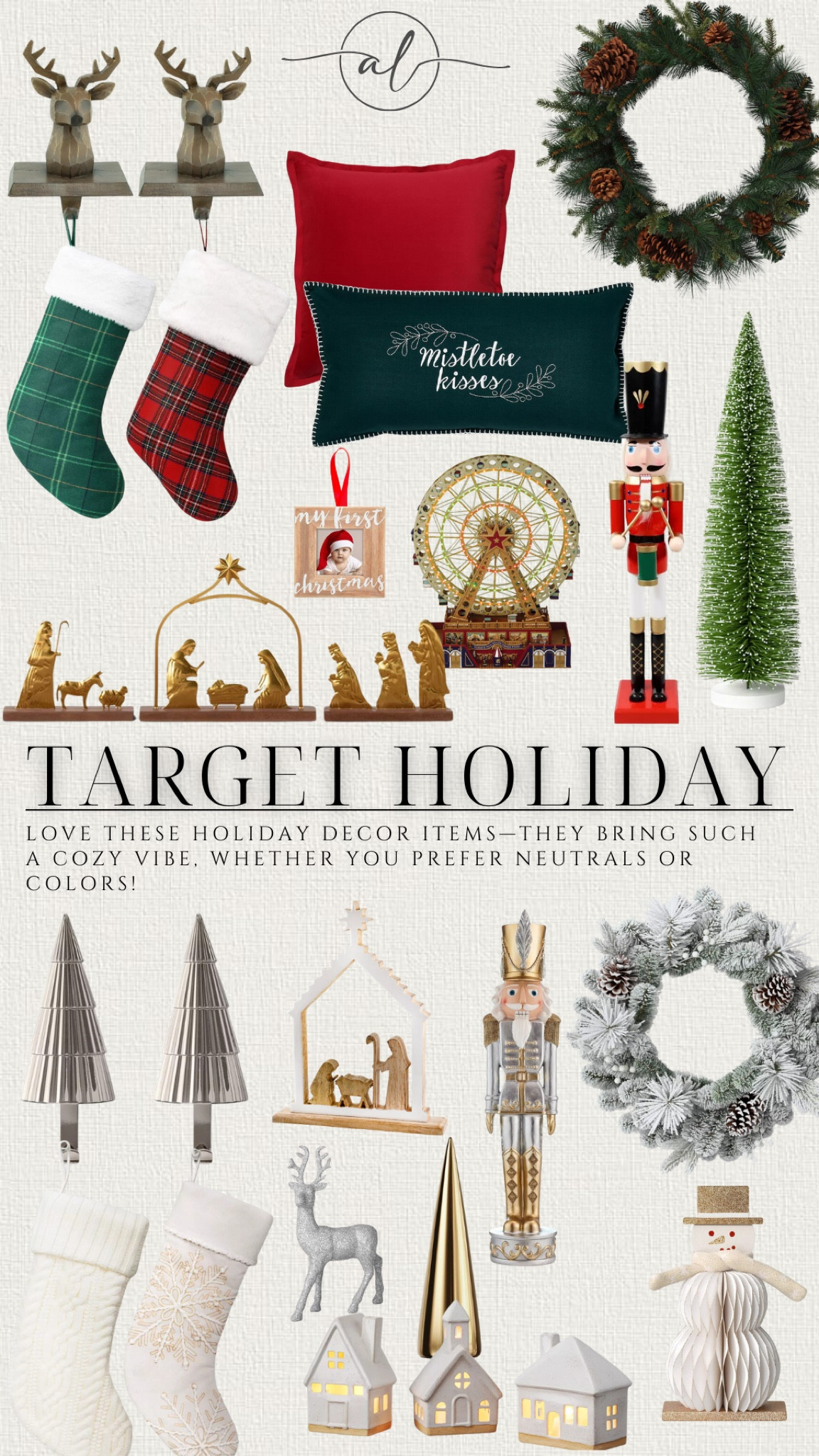 Target Holiday Home Decorations. Christmas decor, White Christmas decor, colorful Christmas decor, red and green Christmas decor, neutral Christmas decor. 

#LTKHoliday #LTKU #LTKHome