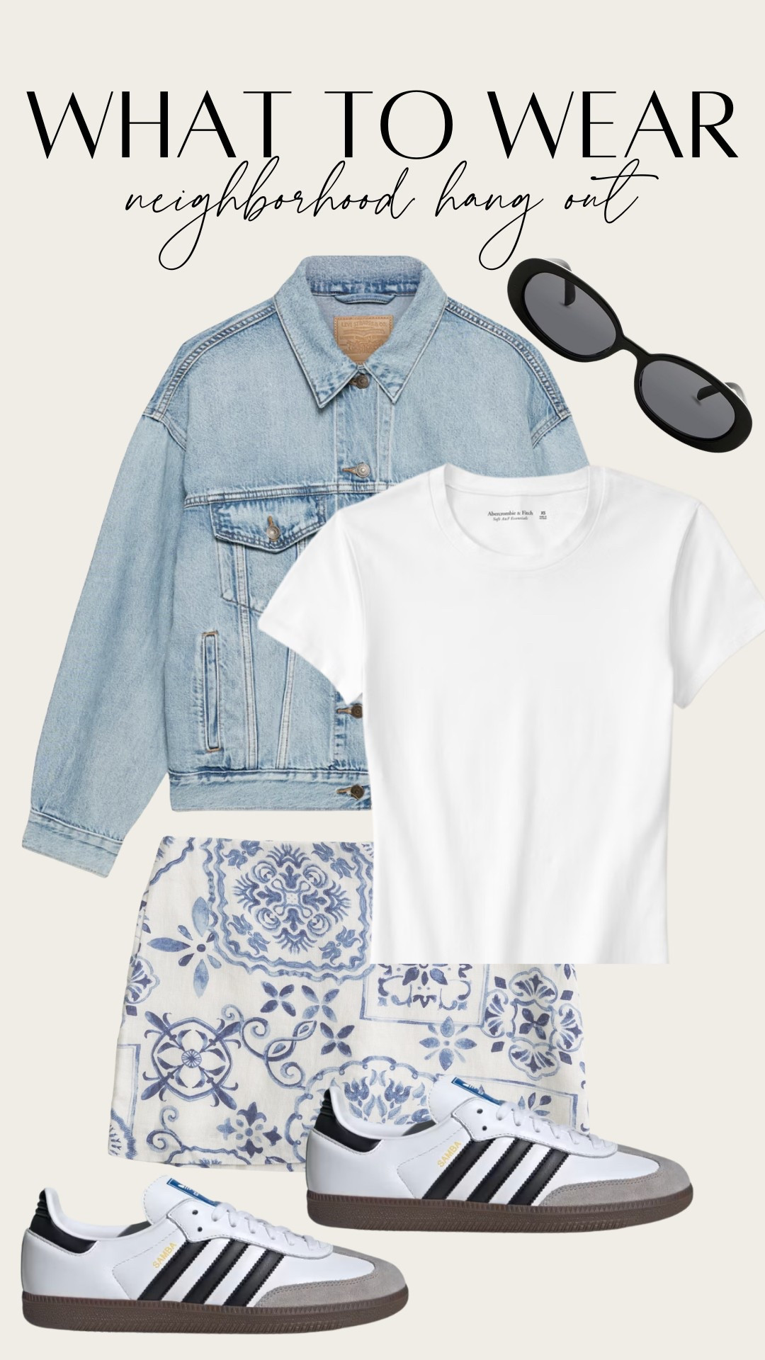Causal spring outfit idea! A fun printed mini skirt instantly dresses up a go to white tee and denim jacket 

#LTKStyleTip