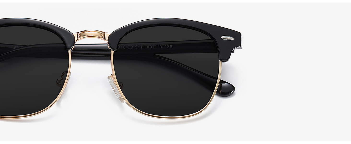 SOJOS Retro Semi Rimless Polarized Sunglasses Horn Rimmed UV400 Glasses SJ5018, Yellow Tortoise F... | Amazon (US)