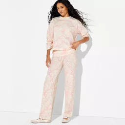Women's Soft Cotton Low-Rise Straight Leg Pull-On Pants - Wild Fable\u2122 Pink Camo S | Target