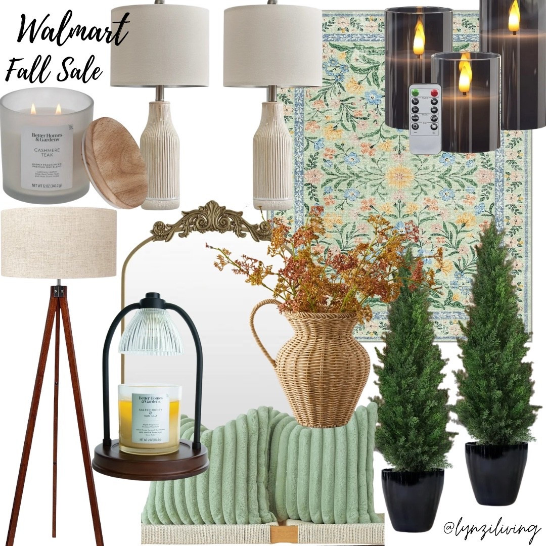 Walmart Fall Sale 

Labor Day sale 2025, fall decor 2025, fall home decor 2025, Walmart sale, Walmart home, Walmart decor, white table lamp set, white candle, fall candle, tripod floor, lamp mid-century floor lamp, candle warmer, sage throw pillows, green throw pillows, ornate gold frame, gold wall frame, Wicker pitcher, wicker vase, tree topiaries, floral area rug, green area rug, black flameless candles

#LTKSaleAlert #LTKHome #LTKFindsUnder100
