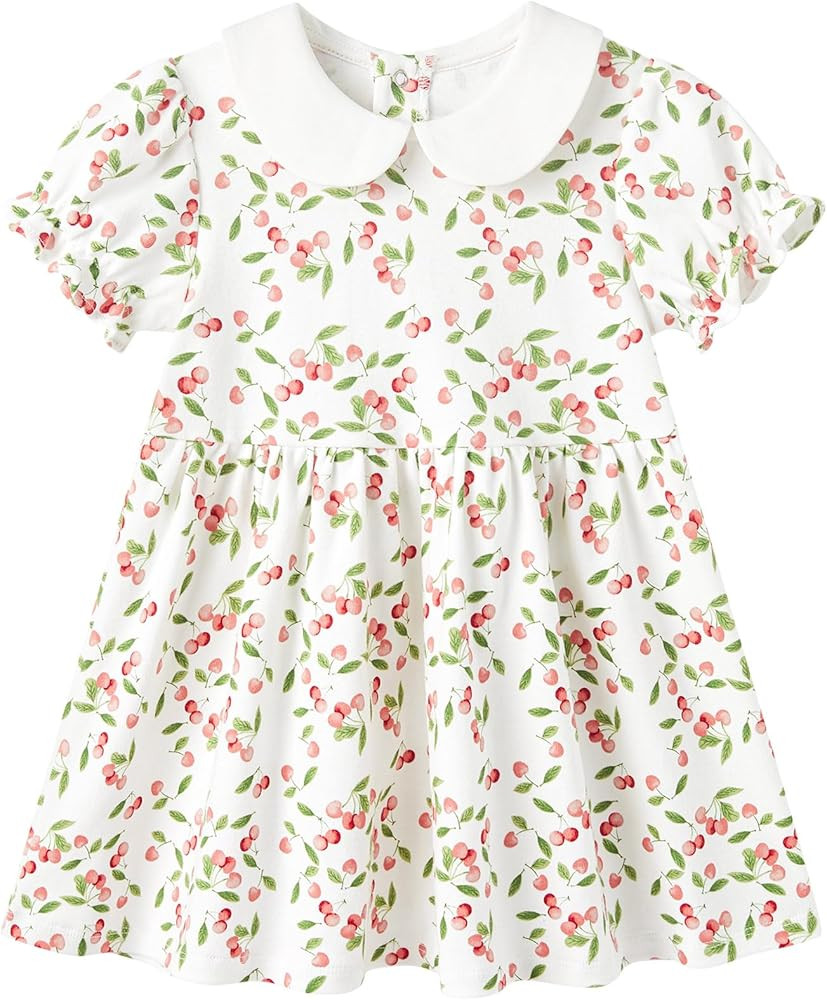 pureborn Baby Toddler Girl Dress Short and Long Sleeve Cotton Playwear Dresses 0-5T | Amazon (US)