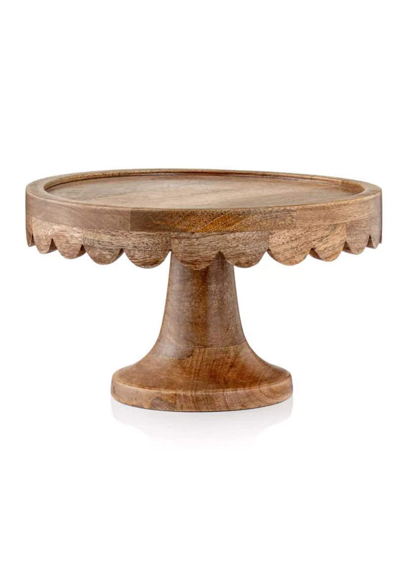 Wood Cake Stand with Scallop Edge | Belk