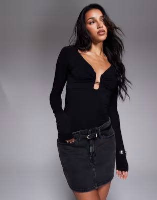 Good American jersey u-wire long sleeve top in black | ASOS (Global)