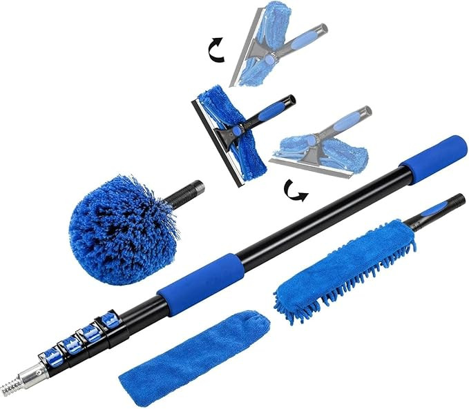 High Reach Duster Cleaning Kit, 12 Ft Extension Pole, 20 Ft High Reach, Cobweb Duster and Telesco... | Amazon (US)