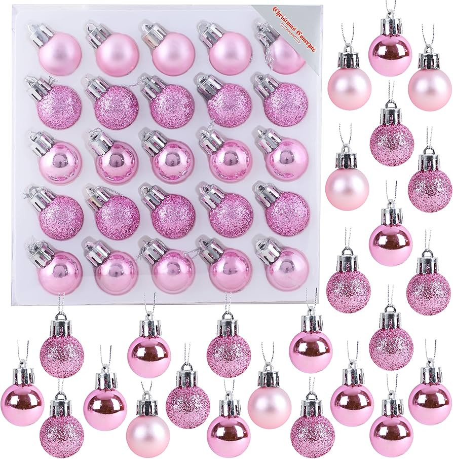Christmas Concepts® Pack of 25-25mm Mini Christmas Tree Baubles - Shiny, Matte & Glitter Decorat... | Amazon (US)