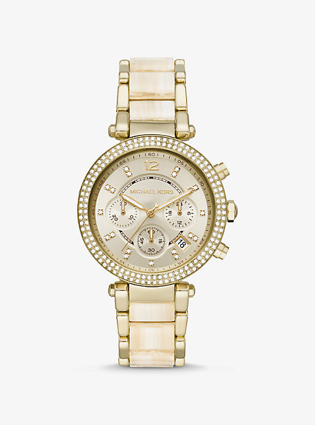 Oversized Parker Gold-Tone and Acetate Watch | Michael Kors US