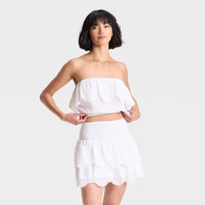 Women's Eyelet Tube Top - Universal Thread™ White | Target