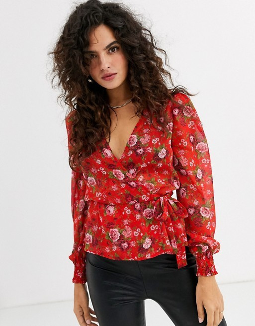 Stradivarius wrapped shirt in floral print | ASOS (Global)
