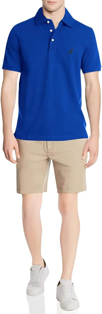 Nautica Men's Short Sleeve Solid Stretch Cotton Pique Polo Shirt | Amazon (US)