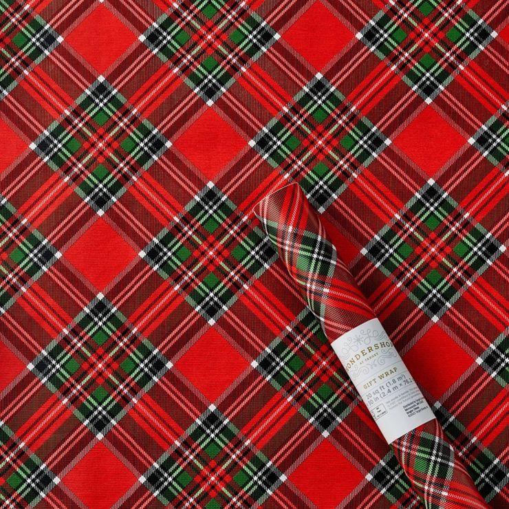 20 sq ft Plaid Gift Wrap Red/Green - Wondershop™ | Target