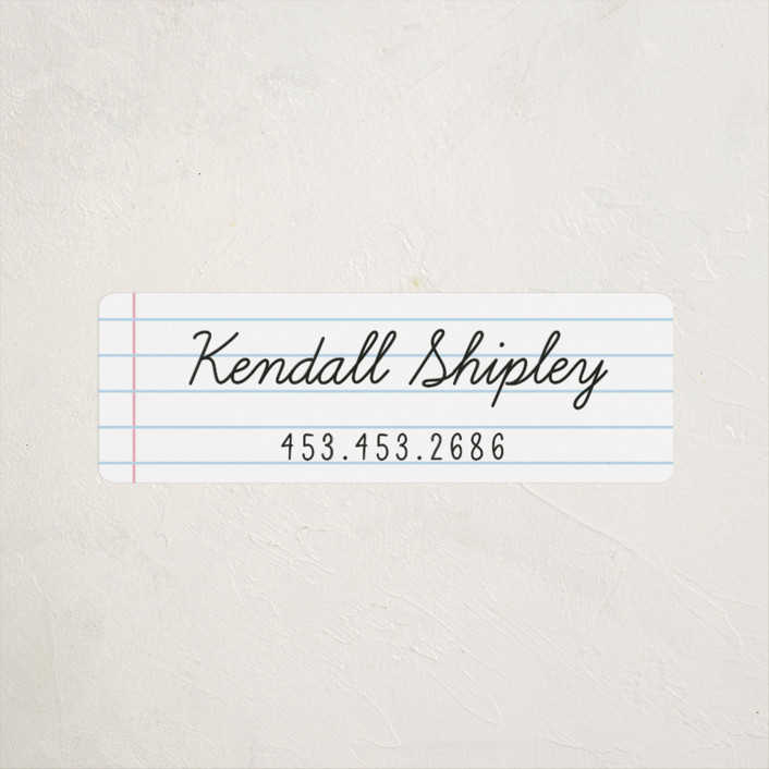 "Joined Up Writing" - Customizable Custom Name Labels in White by Shiny Penny Studio. | Minted