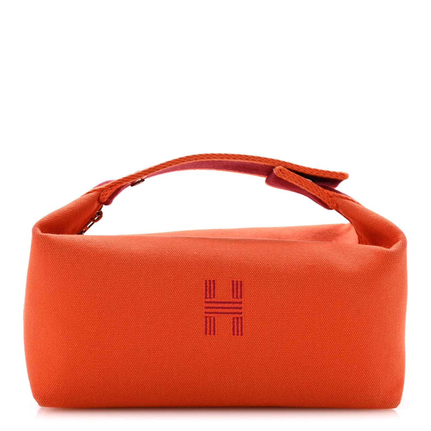 Hermes Canvas Small Bride-A-Brac Pouch Orange Burgundy 1911311 | FASHIONPHILE (US)