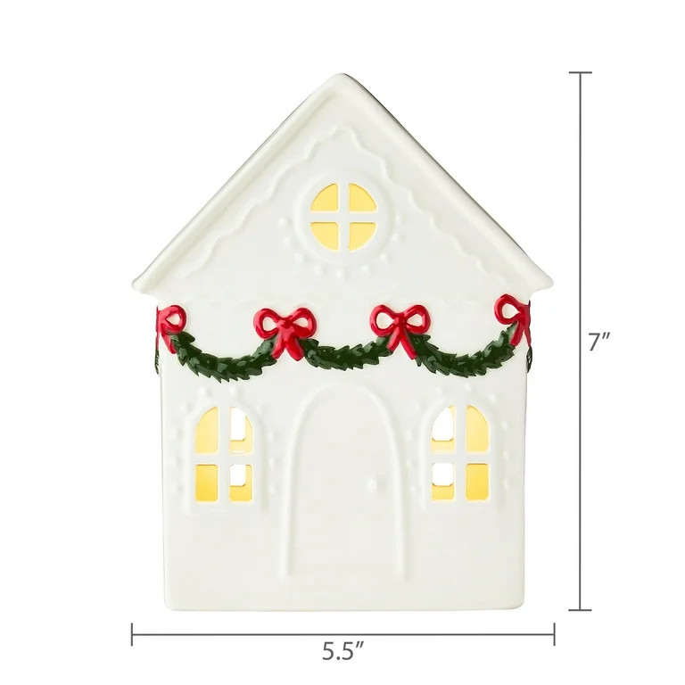 Light-Up LED Ceramic House Christmas Tabletop Decoration, White, 7", by Holiday Time | Walmart (US)