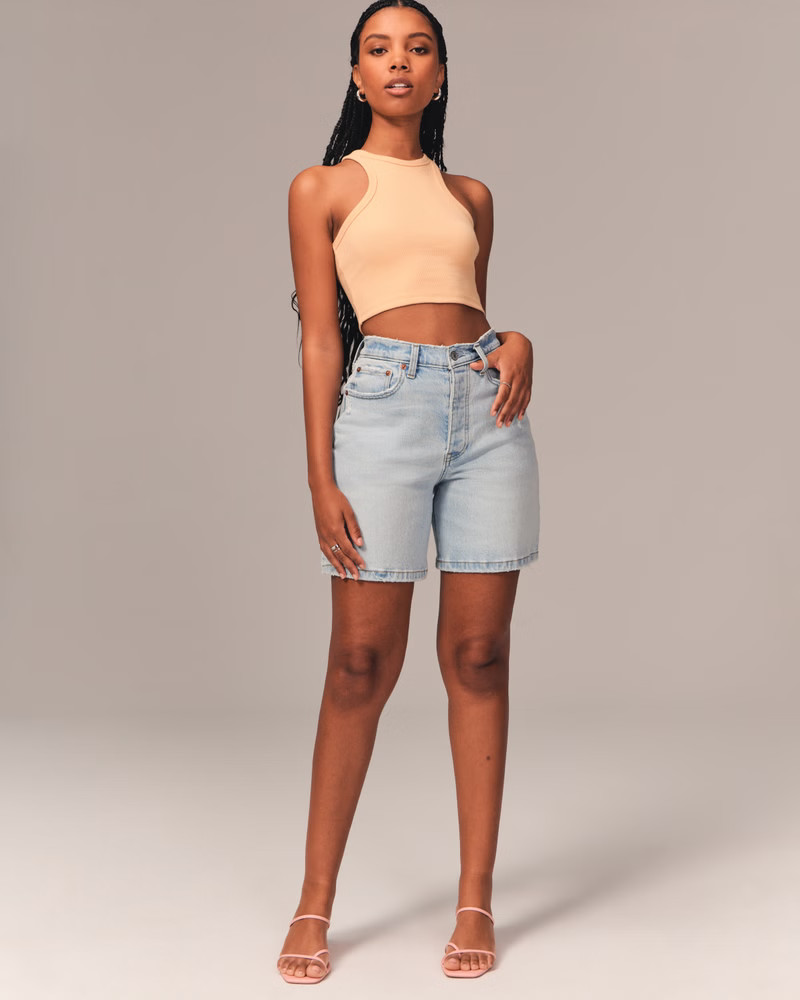 Curve Love High Rise 7 Inch Dad Shorts | Abercrombie & Fitch (US)