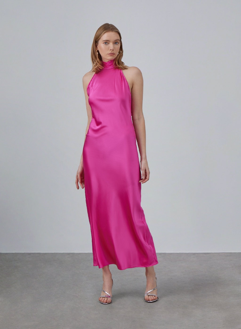 Lime Halter Cocktail Silk Maxi Dress | Silk Maison