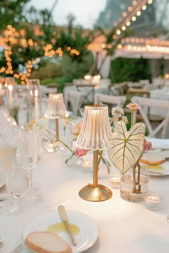 Rechargeable table lamps are perfect for a wedding tablescape. I ordered mine from TikTok Shop (they were by far the cheapest) here is the same ones on amazon. 

 #LTKWedding