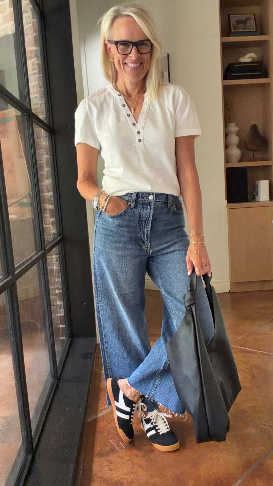 A classic white tee and great-fitting jeans will never let you down. This soft 100% cotton slub Henley has a lightweight, relaxed drape, and I love the high-rise, cropped wide-leg fit of these comfort-stretch jeans for an easy everyday outfit. Finished with sneakers, it’s simple, comfortable, and polished. 🤍

💡 LTK MADE EASY
❤️ Heart = Support my posts!
🔖 Save = Get sale & restock alerts
📋 Lists = Keep favorites organized
📲 Share = Send lists and products to a friend.
💬 Comment = Ask me anything about what I’m wearing!

#LTKootd #LTKOver40 #LTKTravel