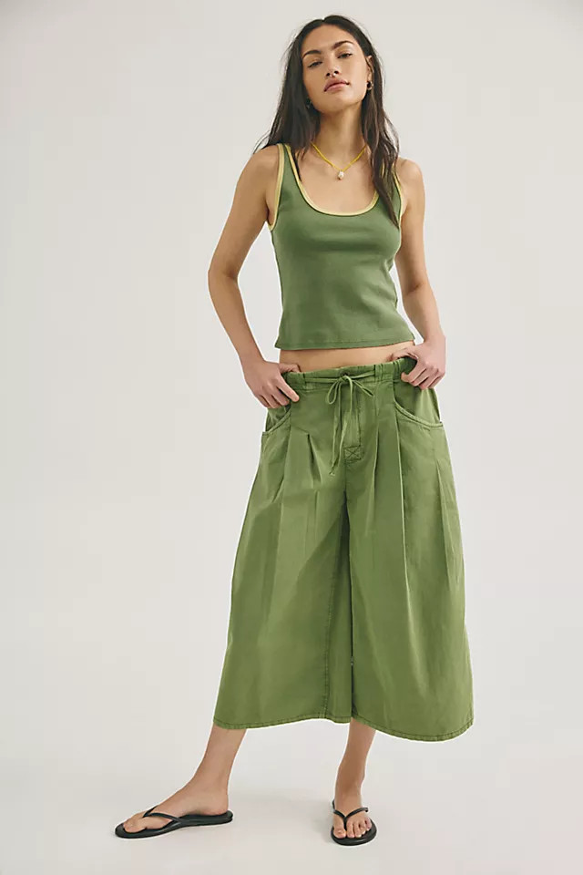 Telluride Wide-Leg Crop Pull-On Solid Pants | Free People (Global - UK&FR Excluded)
