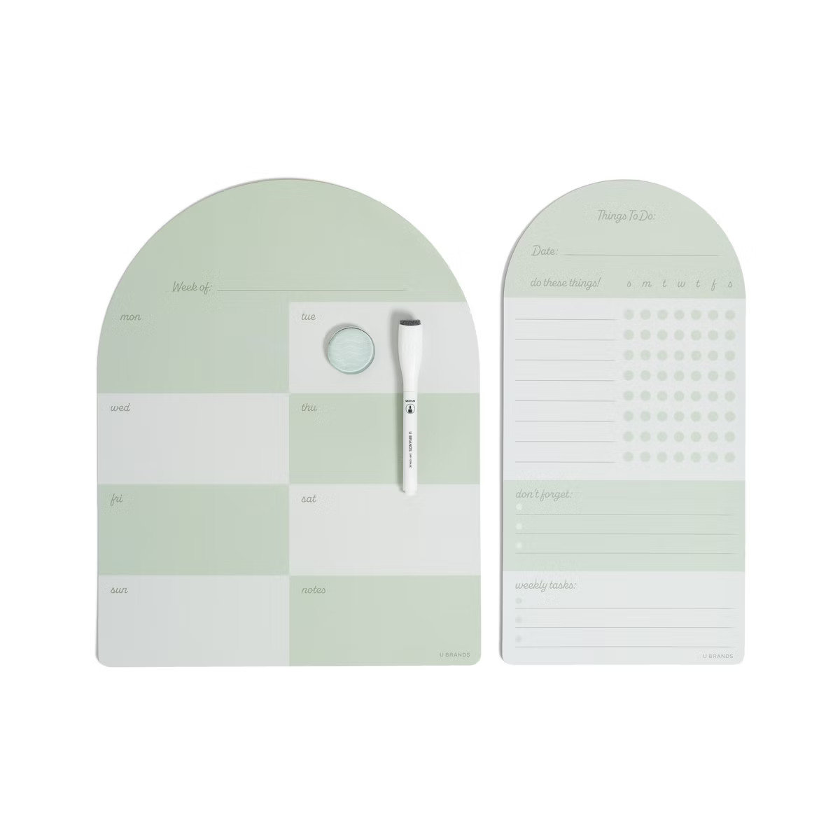 U Brands 4pc Arch Weekly Dry Erase Vinyl Planner Set Sage | Target