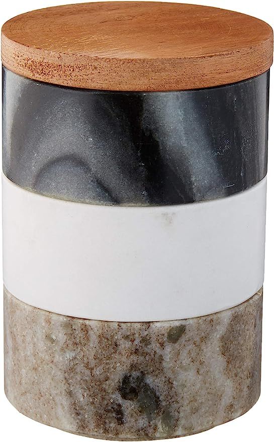 Creative Co-op DF0608 Marble Stacking Acacia Wood Lid Pinch Pot, Grey | Amazon (US)